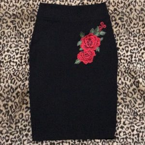 Over the knee skirt .